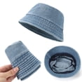 thumbnail image 3 of TOPTIE Washed Denim Bucket Hat Packable Unisex Summer Cap for Beach, Fishing & Travel-DarkBlue, 3 of 7