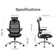 SIHOO M59AS Ergonomic Office Chair, High Back Mesh Office Chairs with 3D Flip Armrests and Headrest for Adults, Black, 300lb