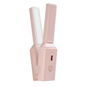 Mini Hair Straightener and Curler Trave Portable USB Fast Heating Flat Iron Hair Curler Styling Tool Sakura Pink