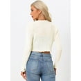 thumbnail image 3 of Unique Bargains Women's Ruffle Trim Long Sleeve Shrug Knit Open Front Cardigan S Apricot, 3 of 6
