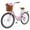 Pink, variant on MOONCOOL 7 Speed Beach Cruiser Bike for Adults, 24 26 inch Womens Bike Commute Bicycle, Cruiser Bike with Basket & Rack, Retro Step Through City Bikes w/ Lock