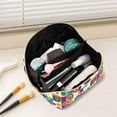 thumbnail image 2 of FORMRS Makeup Bag Travel Cosmetic Organizer for Women Fold Flat Zipper Pouch with Handle, Purple Geometric, 2 of 8