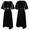 thumbnail image 6 of IROINNID Fall Dress for Women Semi Formal Evenning Party Empire Dress Solid Color Quarter Sleeved Collar Fashion Chiffon Beaded Elegant Dress,Black, 6 of 9