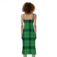 thumbnail image 2 of St. Patrick'S Day Scottish Plaid Print Slim Fit Midi Cami Dress, Irish St. Patrick'S Day Fashion Summer Maxi Sexy Casual Dress For Women, 2 of 4