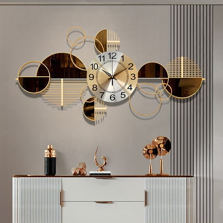 3D Metal Wall Clock, Modern Silent Wall Art Clock for Living Room, Bedroom Decor, 31x17 Inch