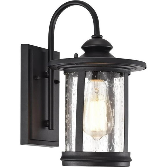Afuera Living Transitional 1 Light Textured Black Outdoor Wall Sconce 12" Height