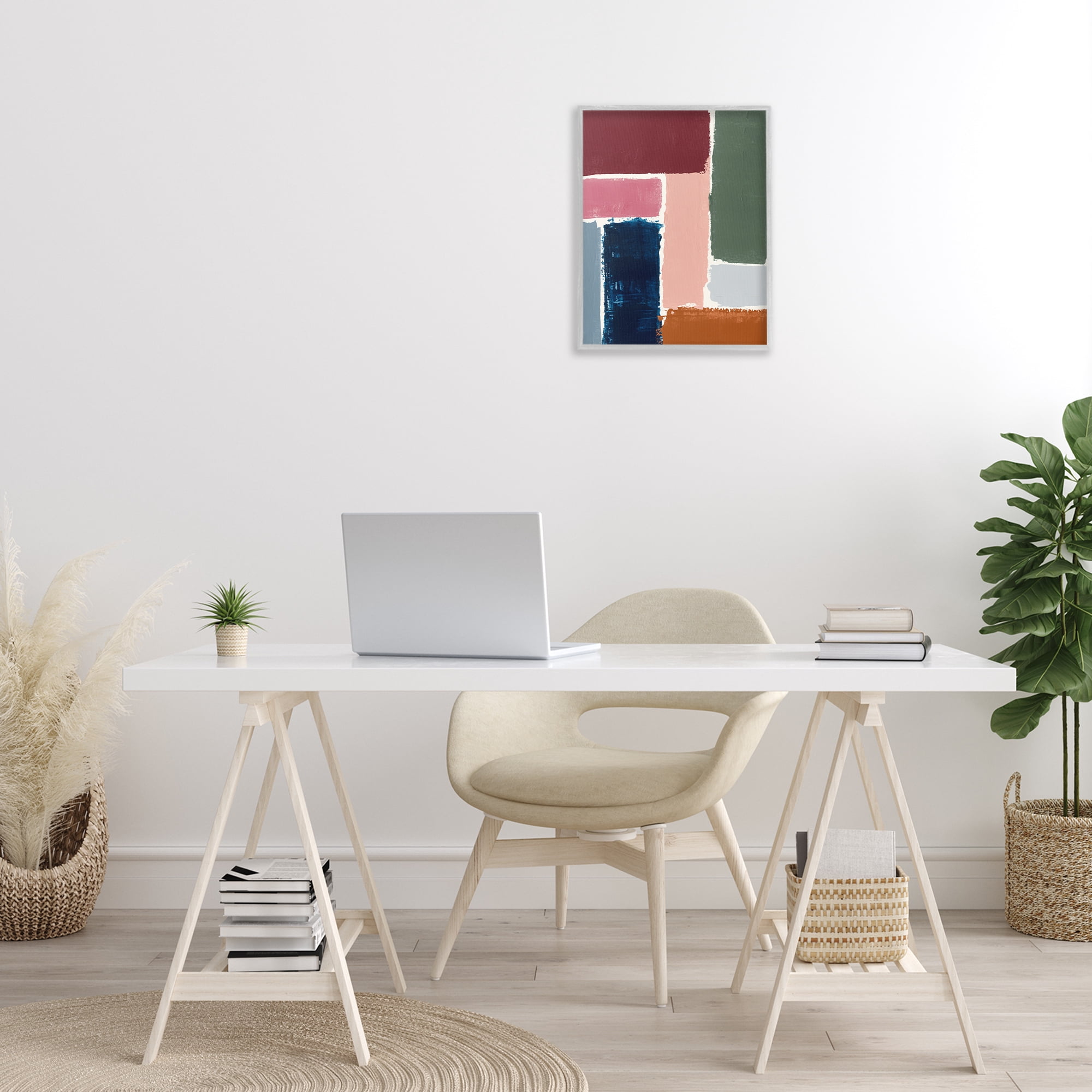 Stupell Industries Rectangular Shapes Pattern Abstract Painting Gray Framed Art Print Wall Art, 16 x 20