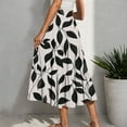 thumbnail image 4 of Summer Midi Skirts for Women Trendy Elastic Waisted Ruffle Printed Flowy Midi Long Skirts Women Casual Daily Flowy Dresses Khaki M, 4 of 6