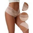 thumbnail image 3 of Unique Bargains Women's Lace Ice Silk Mid Rise Comfort Underpants L Beige, 3 of 6