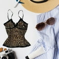 thumbnail image 2 of Stretchy Short Sleeveless Blouse Leopards Pattern Casual Beachwear Tops Women Layering Lace Trim Undershirt, 2 of 8