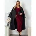 thumbnail image 4 of Womens Scoop Neck Lace Up Maxi Dress Knit Flare Sleeve Bodycon Dress Loose Casual Long Dresses Wine Red L, 4 of 9