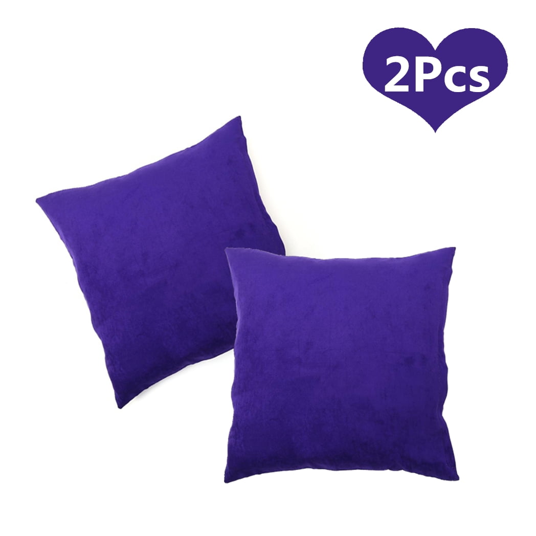 Yosoo 2Pcs 18 × 18 inches Solid Suede Nap Cushion Cover Bed Sofa Throw