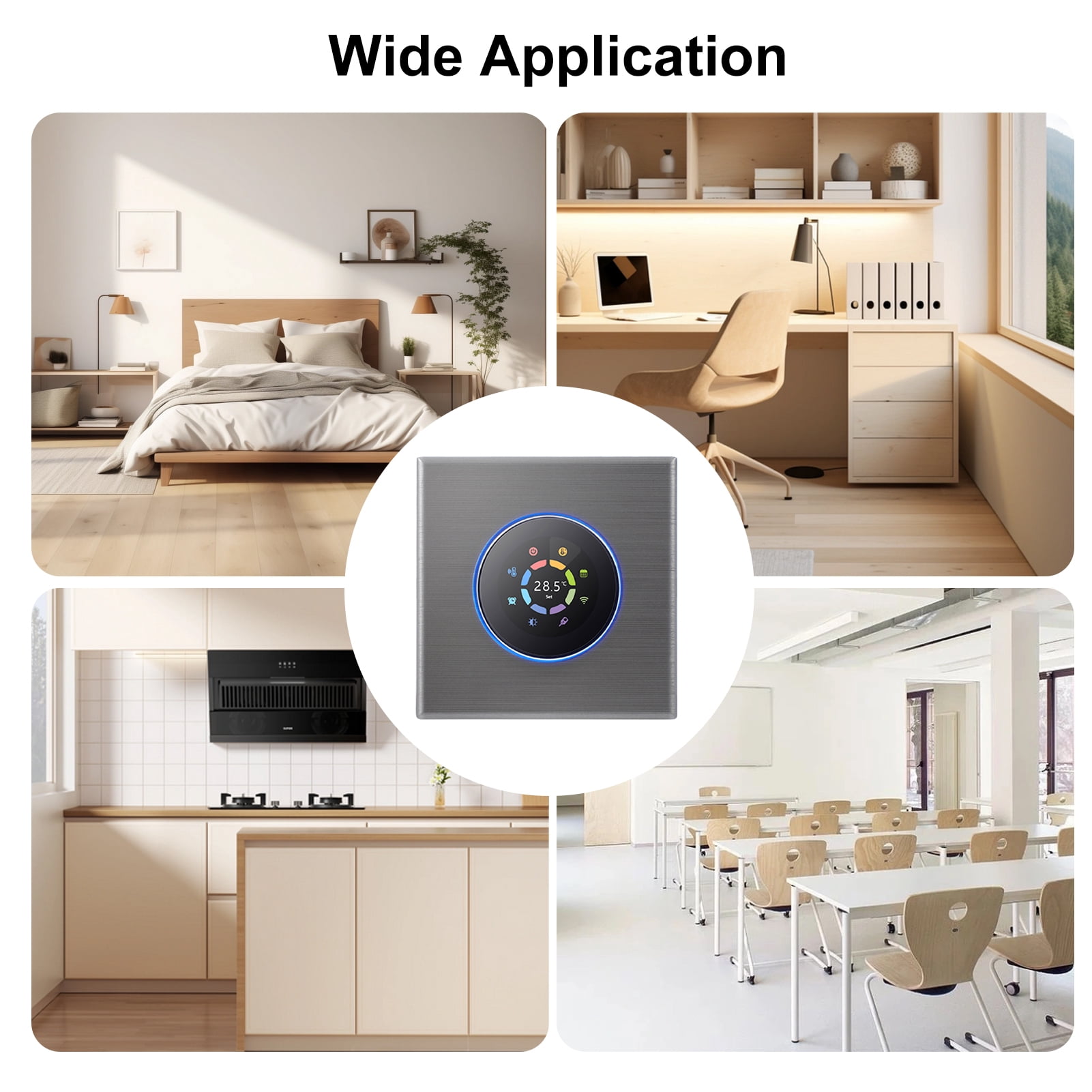 BIMZUC Smart WiFi Thermostat Electric Floor Heating Controller 16A Digital Temp Control ±1°C Accuracy Color LCD 95-240V (3.4 inches / 8.6 cm) Gray