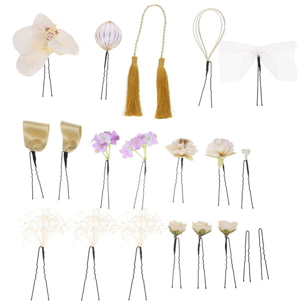 18 horquillas de flores de seda para el pelo, estilo japonés, accesorios para el cabello de kimono.