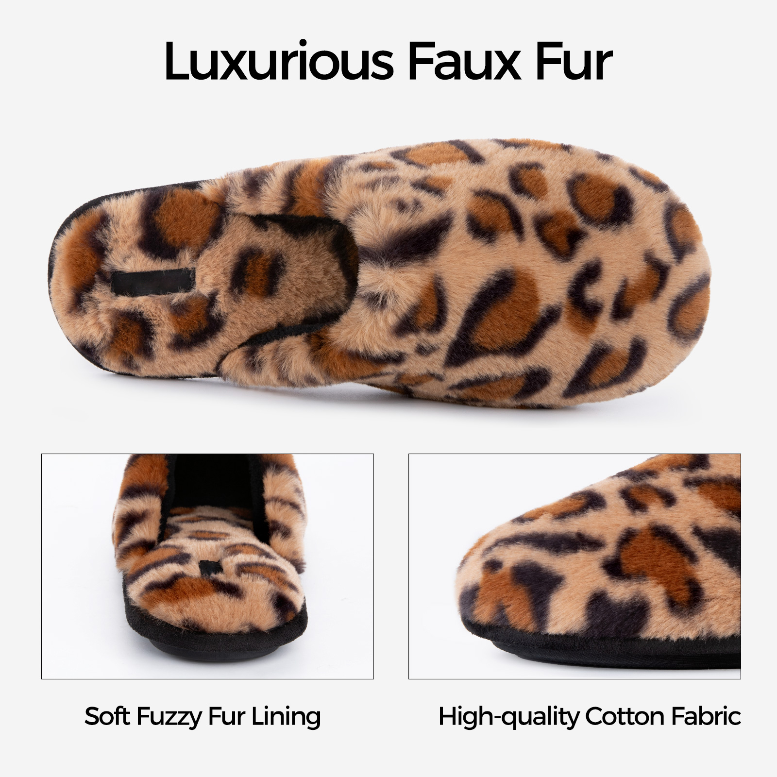 DualTop Women's Memory Foam Slip-On Slippers, Leopard photo 5