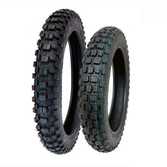MMG Motorcycle Knobby Tire Combo FR 60/100-14 and RR 3.00-12 Off-Road Dirt Bike