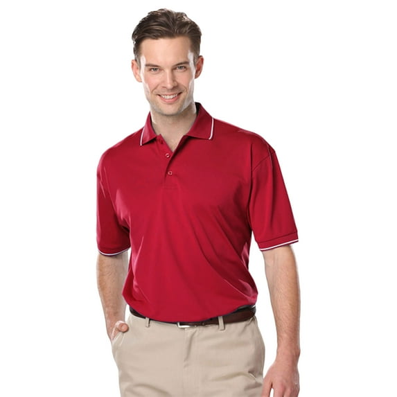 BlueGeneration Mens Wicking Piped Polo - Red 5 Extra Large Solid