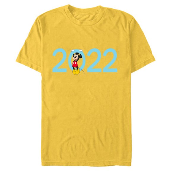 Disney Mickey Mouse 2022 New Year’s Eve Standard - Short Sleeve Blended T-Shirt for Adults – Customized-Yellow