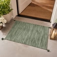 thumbnail image 6 of Green Tassel Layering Rug, Boho Tassel Accent Floor Mat, Green Woven Textured Area Rug, Farmhouse Rustic Decorative Rug, for Entryway, Living Room, Bedroom Decor, 6 of 7