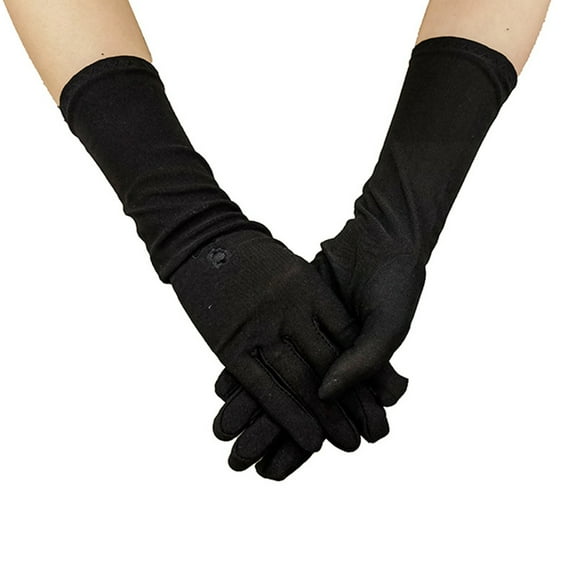 Yauxim Gloves Muslims Arab Black Gloves for Women Sunproof Arm Covers Embroidery Long Arm Sleeves Full Finger Arabian Hijab Hand Gloves