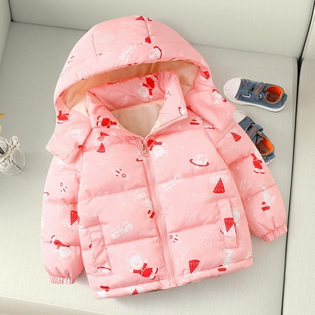 

ZHUASHUM Jacket For Toddler Winter Children Long Sleeve Cartoon Pattern Hoodie Zip Up Keep Warm Clothes