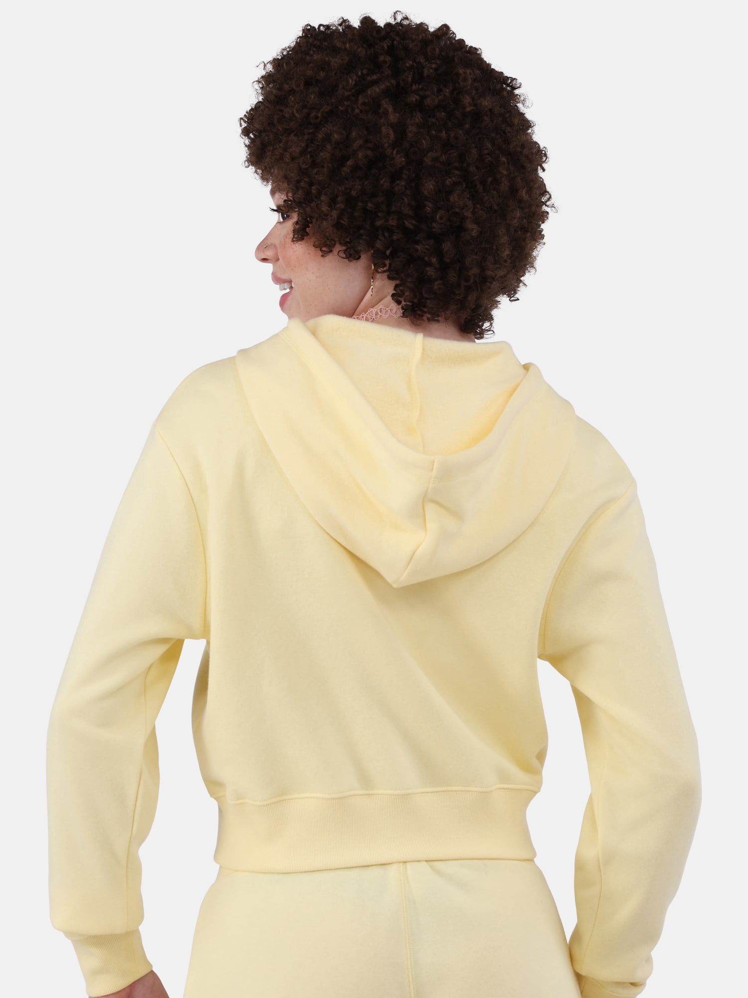 No Boundaries Cropped Fleece Zip Hoodie, Women’s