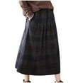 thumbnail image 3 of THDHVS Plaid Skirt,Skirts for Women,Women's Fall Winter High Waiste Wool Plaid A-line Long Skirt Blue XL, 3 of 7