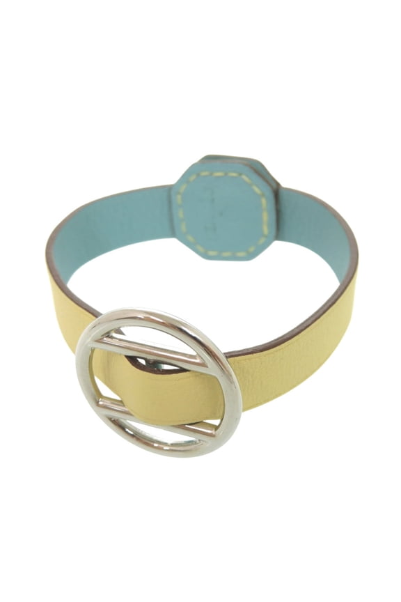 Pre-Owned Hermes Petit H Bracelet, Veau Swift Leather, Yellow/Light Blue, 1022HERMES