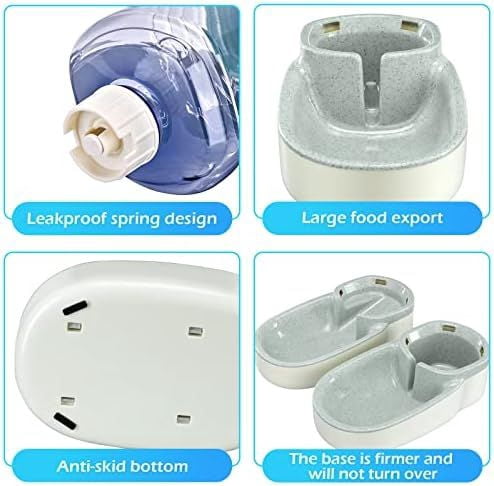 Automatic Dog Cat Feeder and Water Dispenser Gravity Food Feeder and Waterer Set with Pet Food Bowl for Small Medium Dog Puppy Kitten, Large Capacity 1 Gallon x 2(Grey)
