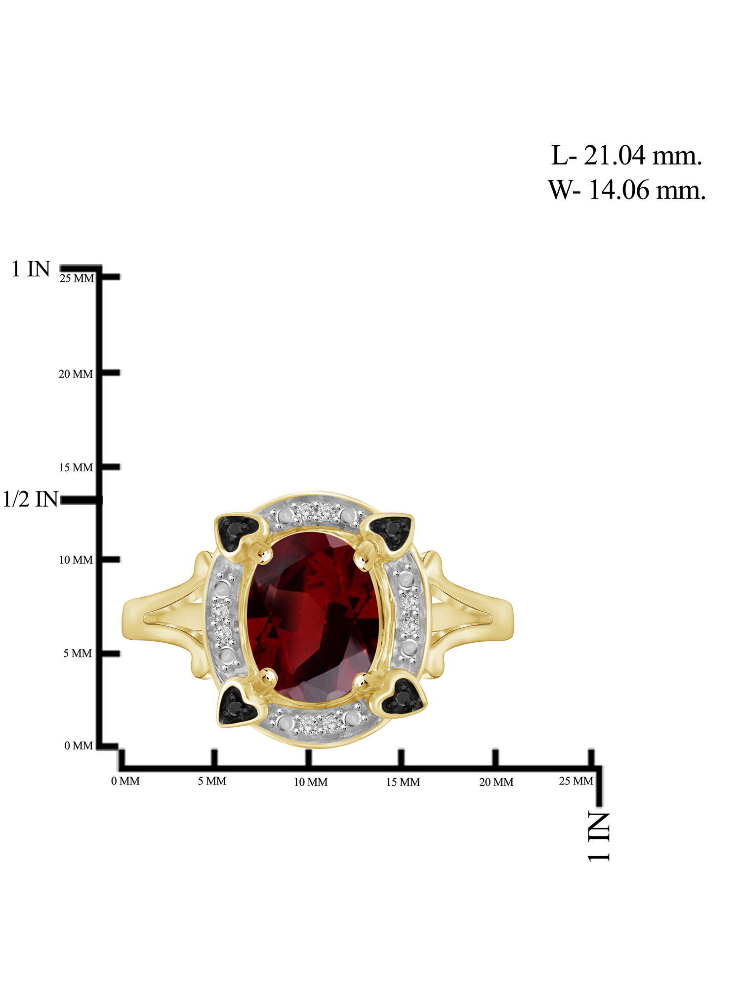 JewelersClub Gold Plated Silver Cluster Ring Garnet with Black & White Diamond Accent Gemstone