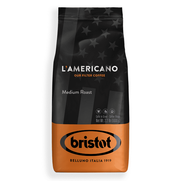 Bristot L‘americano Italian Filter Coffee Coffee Beans - Medium Roast - Low Acid - 2.2lbs/1kg