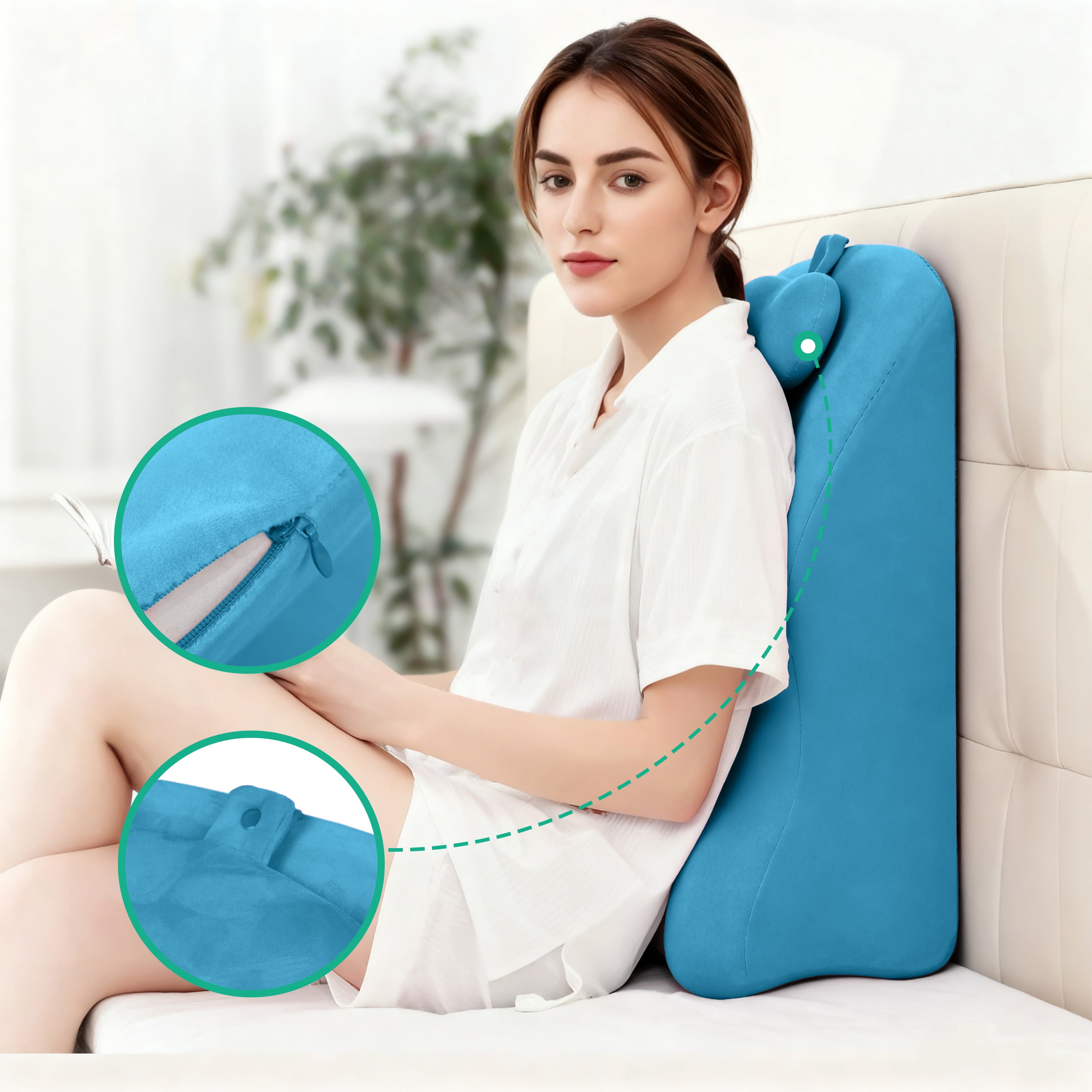 Memory Foam Contoured Support Pillow Neck Back Waist Leg Multi-Position Relaxation Cushion