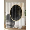 thumbnail image 4 of Shower Curtain, Abstract Art Black Gold Circle Mottled Geometric Moon Washable Shower Curtain with Hooks Bath Decor Fabric Shower Curtains for Bathroom, Hotel, Stalls, Bathtubs, 48x72 Inch, 4 of 6