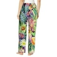 thumbnail image 3 of Disketp Watercolor Blooming Cactus Print Women'S Comfy Pajama Pants Casual Drawstring Palazzo Lounge Wide Leg Pants, 3 of 9