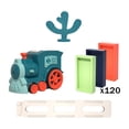 thumbnail image 2 of Juguetes educativos de aprendizaje temprano de tren de colocación creativa para niños azul con 120 piezas CUTICAT Juguetes de tren eléctrico, 2 of 8