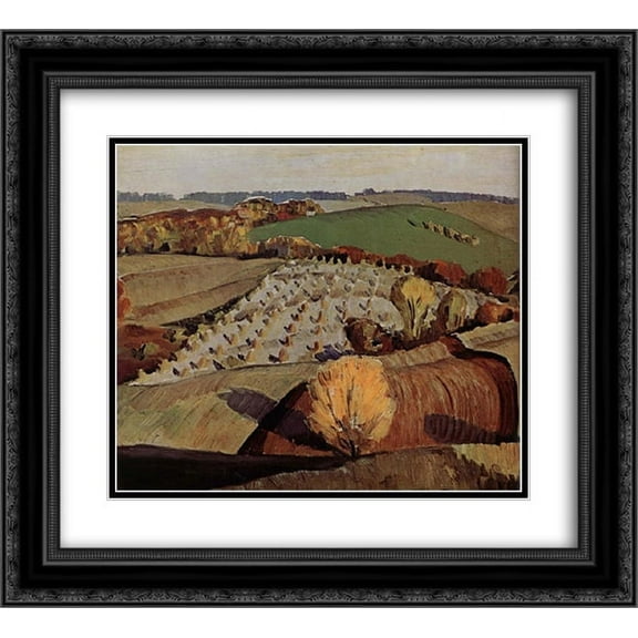 Grant Wood 2x Matted 22x20 Black Ornate Framed Art Print 'Landscape '
