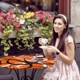 thumbnail image 4 of Elastic Fitted Round Tablecloth, Orange Geometric Waterproof Stretch Table Cover for 36"-44" Tables, Black White Striped Abstract Lines Art Washable Outdoor Tablecloths for Patio, Picnic, Camping, 4 of 9