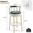 thumbnail image 3 of Aulife Bar Stools Genuine Leather Counter Height barstool Wooden Swivel kitchen Stool with Footrest for Kitchen Dining Room(ivory seat, Counter-29.5" seat height), 3 of 10