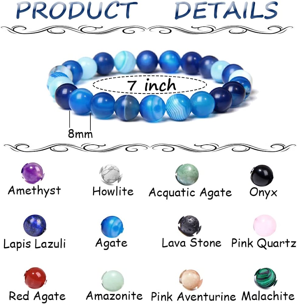 Nelbons 12-Piece 8mm Semi-Precious Stone Bead Bracelet Set photo 3