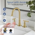 thumbnail image 6 of TVOFEK 8 inch Widespread Bathroom Sink Faucet 3 Hole with Pop up Drain and cUPC Hose, 2 Handle Brushed Gold Vanity Faucet with 360° Spout for Restroom, RV, Bar, 6 of 13