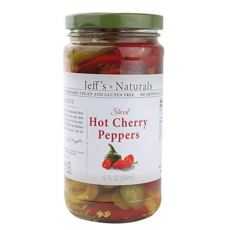 (6 Pack) Jeff's Naturals Sliced Hot Cherry Peppers, 12
