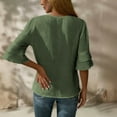thumbnail image 3 of Kukoosong Women's Casual V-Neck Elbow-Length Sleeve Solid Color Pullover Top with Active Fit Women's T-Shirts, 3 of 7