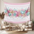 thumbnail image 2 of Summer Starfish Pink Tapestry for Bedroom Wall Hanging Tapestry, Beach Coral Conch Coastal Ceiling Backdrop Tapestries Poster Blanket Wall Decor for Teens Room Living Room Dorm 39" x 59", 2 of 8