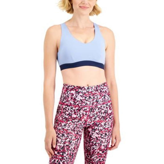 ID Ideology Women's Colorblocked Low Impact Sports Bra Purple Size X-Small