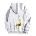 thumbnail image 4 of Fiaer Womens Christmas Hoodies Deer Graphic Full Zip up Long Sleeve Hooded Sweatshirts Oversized Drawstring Pocket Tops White XXXL, 4 of 5