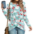 thumbnail image 2 of Women's Fashion Casual Christmas Element Printing Round Neck Long Sleeve Top, 2 of 8