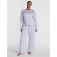 thumbnail image 2 of Joyspun Women's Cozy Lounge Collection Hacci Henley Top and Pants, 2-Piece Pajama Set, Sizes XS-3X, 2 of 5