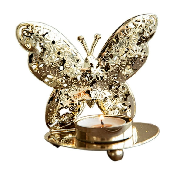 Luoshdecor Metal Hollow Out Butterfly Candle Holder,Table Candle Tray Home Decor,Artificial Home Gift Table Centerpiece Xmas Party Table Decorations