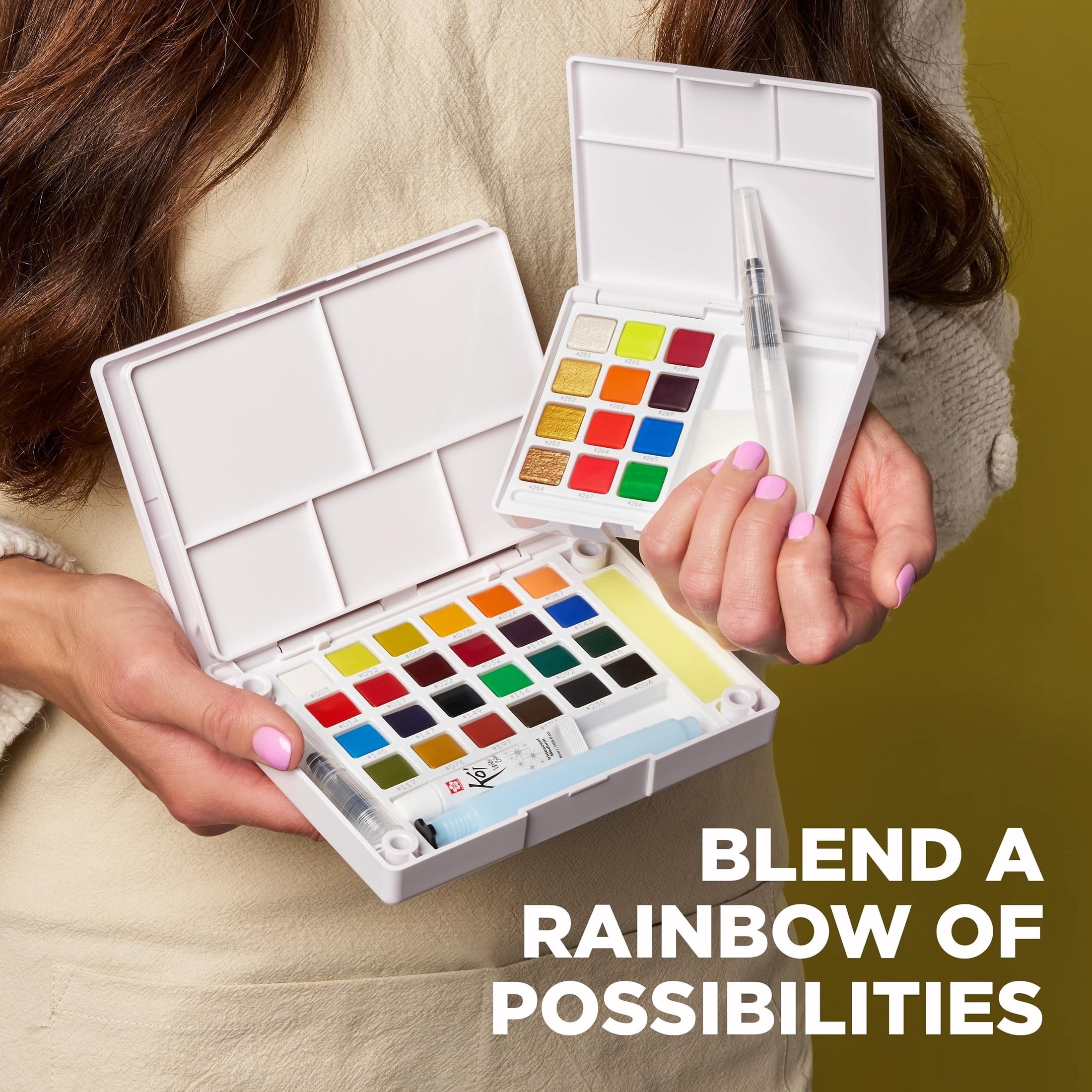 Sakura Koi Studio Kit - Watercolor Sets for Studio Art or Art On the Go - 96 Colors - 1 Water Brush - 1 Palette