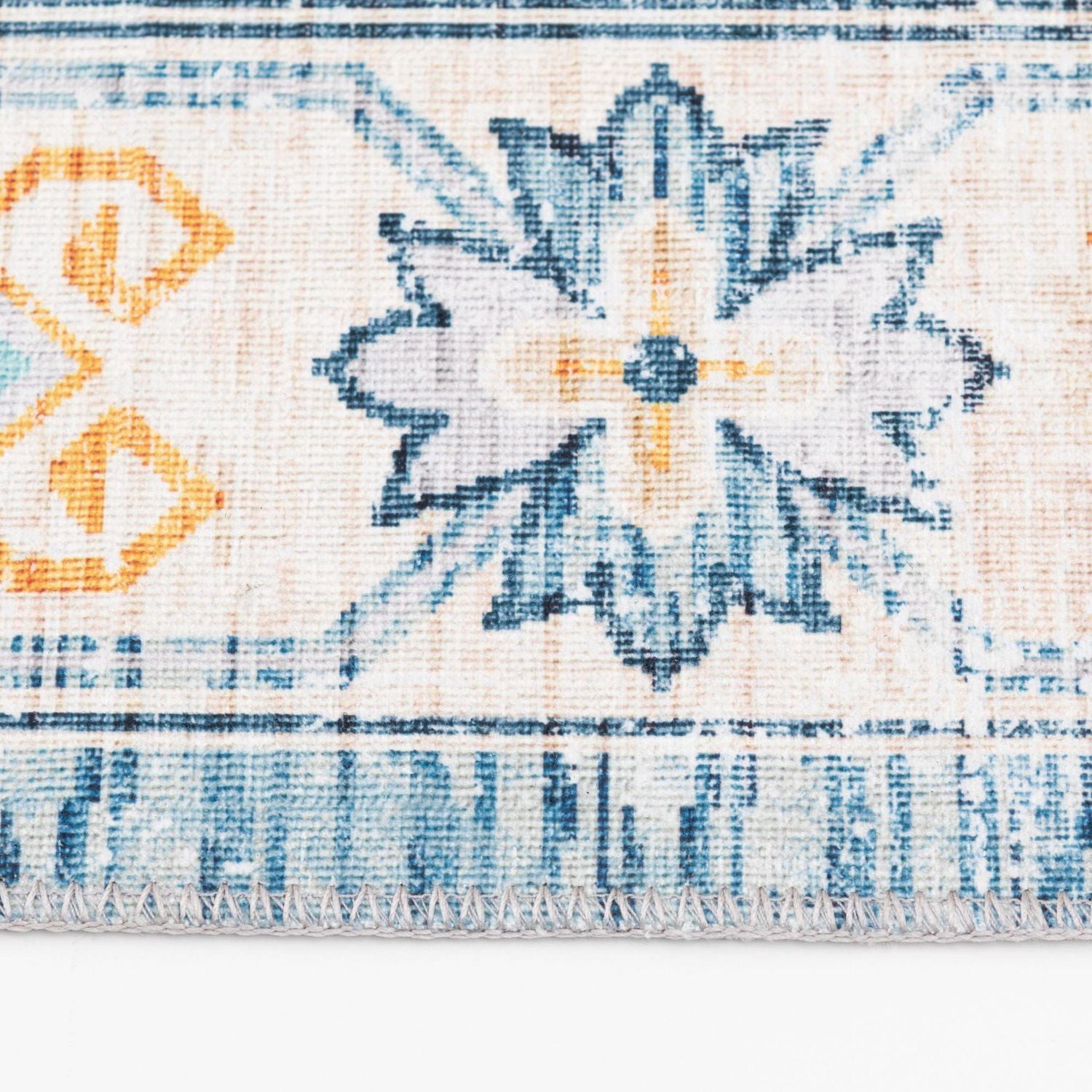 Tapis tissé bleu et jaune Tommin